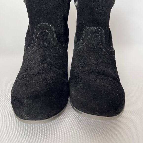 Frye & Co Sarah Shortie Ankle Bootie Boot Black Suede - Picture 4 of 10